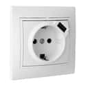 SCHUKO CON USB 2.1 SERIE EUROPA BLANCO - 1