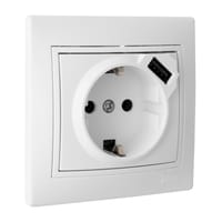 SCHUKO CON USB 2.1 SERIE EUROPA BLANCO - 1