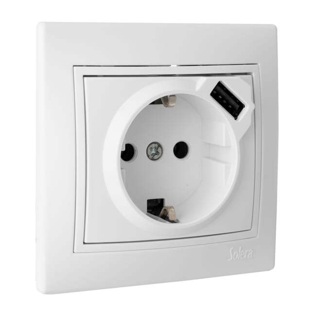 SCHUKO CON USB 2.1 SERIE EUROPA BLANCO - 1