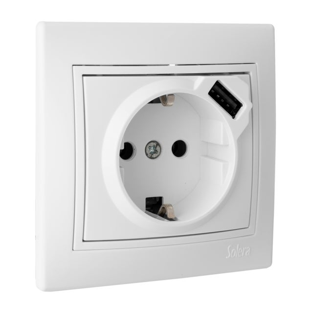 SCHUKO CON USB 2.1 SERIE EUROPA BLANCO