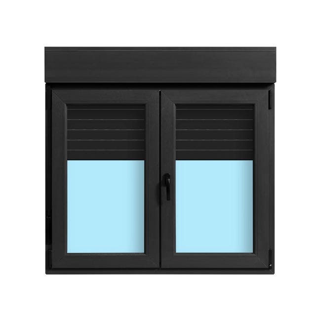 VENTANA PVC OSCILOBATIENTE CON PERSIANA GRIS GRAFITO  120X118CM - 1