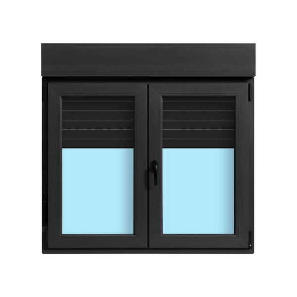 VENTANA PVC OSCILOBATIENTE CON PERSIANA GRIS GRAFITO 120X118CM