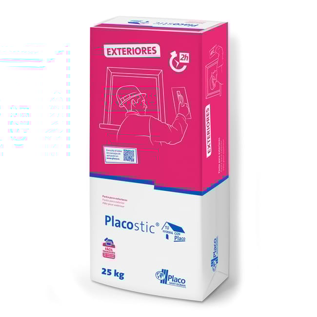 MORTERO REVOCO EN CAPA FINA PLACOSTIC EXTERIORES 25 KG - 1