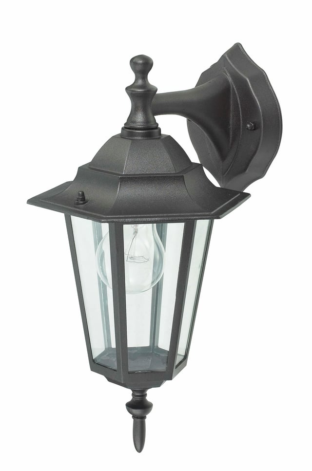 APLIQUE DE PARED EXTERIOR NEGRO 60W DESCENDENTE SERIE TRADICIONAL VALENCIA