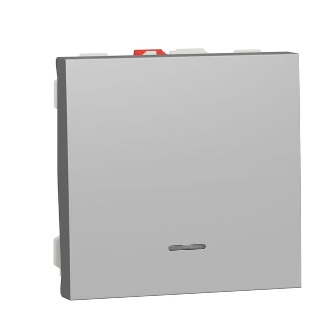 PULSADOR LUMINOSO ANCHO SERIE NEW UNICA ALUMINIO - 1