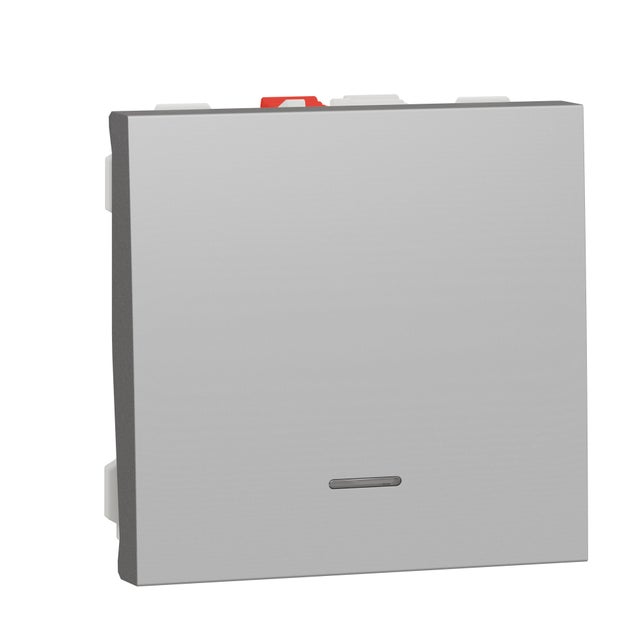 PULSADOR LUMINOSO ANCHO SERIE NEW UNICA ALUMINIO
