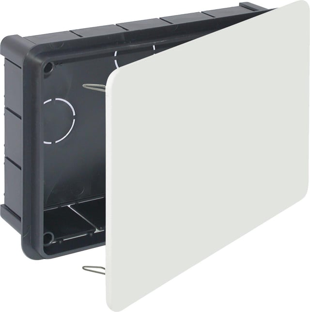 CAJA REGISTRO ELÉCTRICO 200X130X60MM PARA EMPOTRAR EN INTERIOR CON TAPA DE GARRAS METÁLICAS