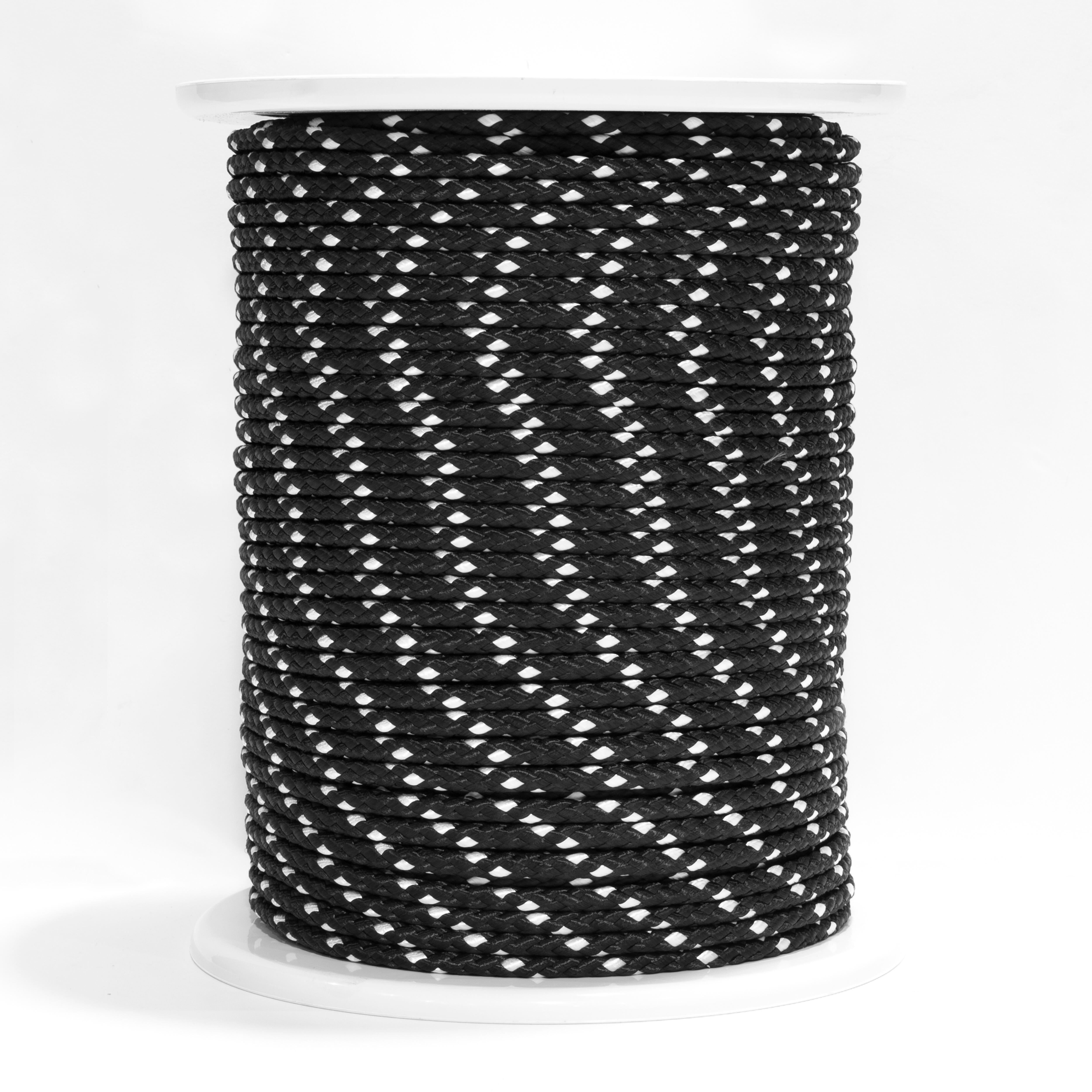 CUERDA POLIESTER TRENZADA CON ALMA 8MM. 1M NEGRO CON PINTAS BLANCAS ROMBULL - 3