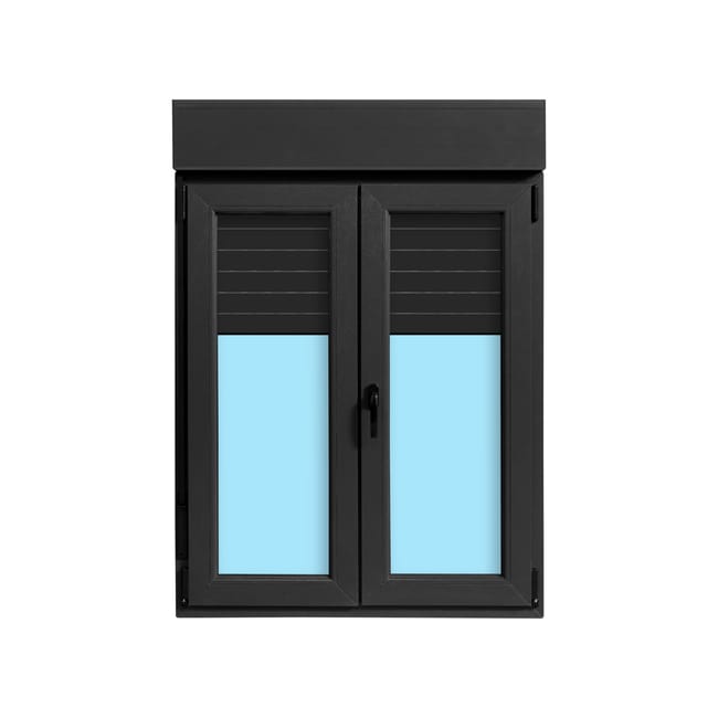 VENTANA PVC  OSCILOBATIENTE CON PERSIANA GRIS GRAFITO 100X138CM - 1