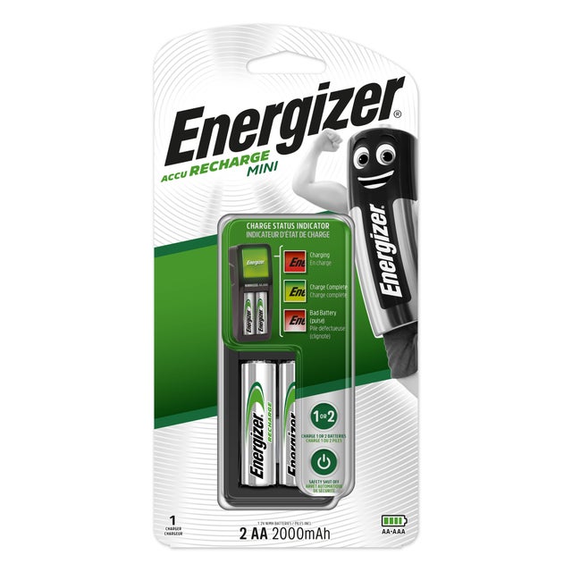 CARGADOR CON 2 PILAS RECARGABLES AA 2000 MAH