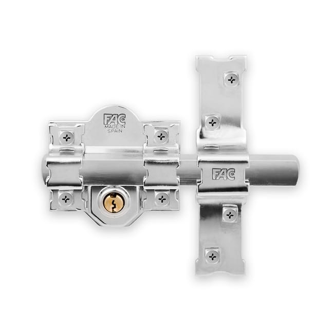 CERROJO PUERTA DE SEGURIDAD INTERIOR Y EXTERIOR NIQUELADO 3 LLAVES FAC - 1