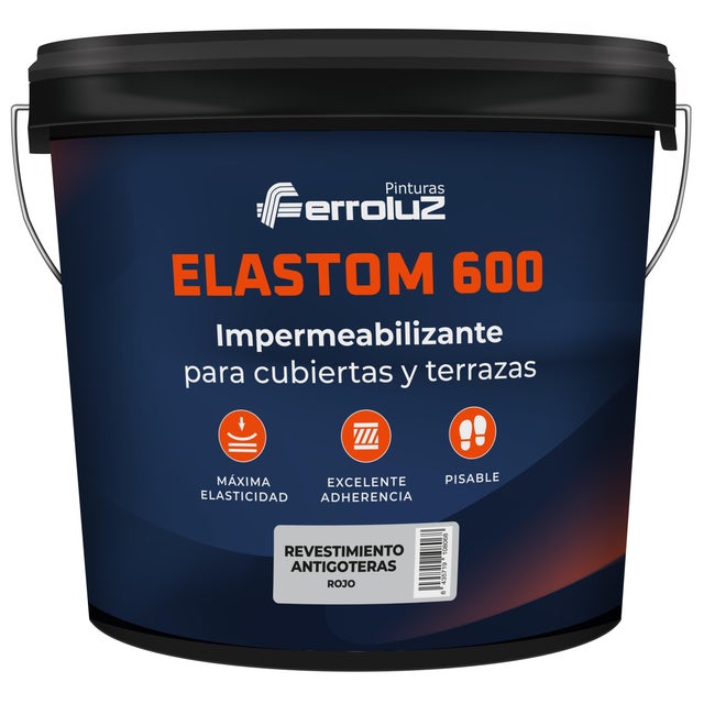 IMPERMEABILIZANTE CAUCHO ELASTOM 600 14L ROJO