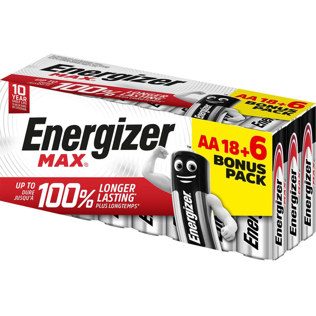 24 PILAS ALCALINAS ENERGIZER MAX AA