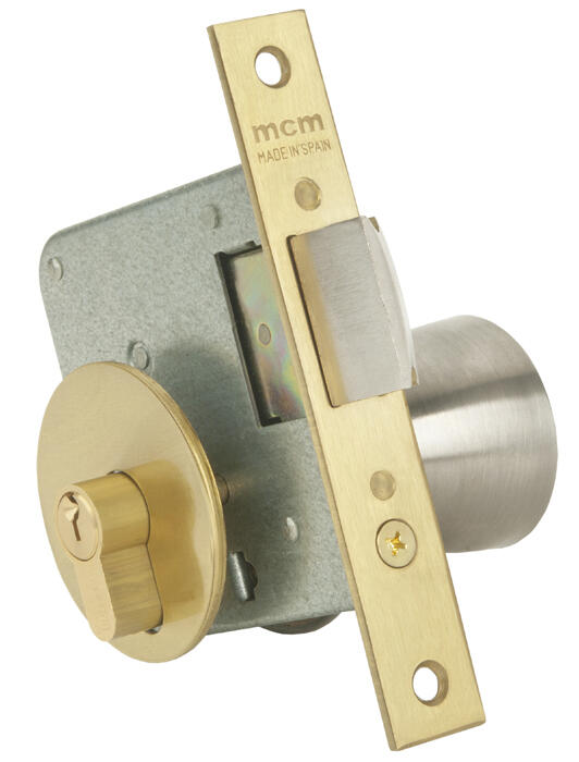 CERRADURA EMBUTIR 70MM CON CILINDRO MOD 1561 LATON
