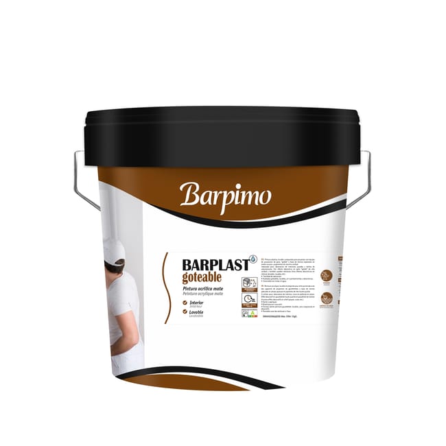 PINTURA PLASTICA BLANCA MATE 15L BARPLAST GOTEABLE - 1