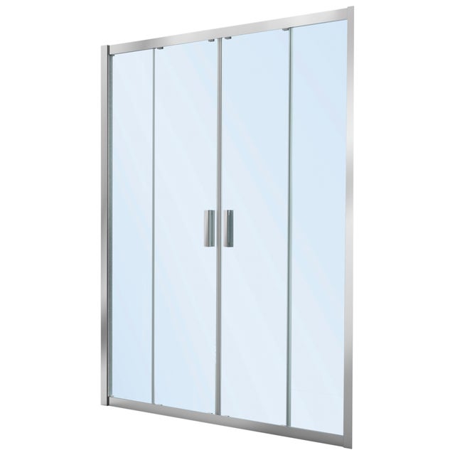 MAMPARA DE DUCHA 2 PUERTAS FRONTAL CORREDERA ROCA URA NEW 160CM PLATA