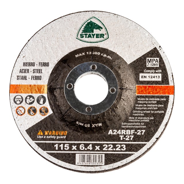 DISCO AMOLADORA DESBASTE METAL 115MM STAYER