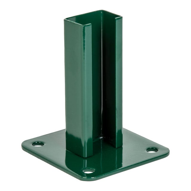 BASE PLETINA ACERO PARA POSTE RECTANGULAR 60X40 MM VERDE