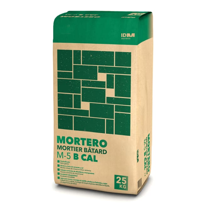 MORTERO SECO GRIS M5B CON CAL  IDM 25 KG - 1