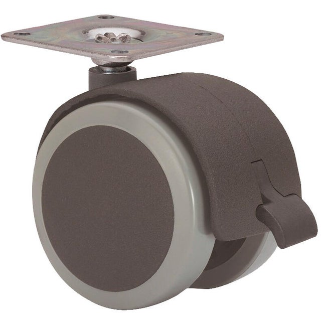 RUEDA DOBLE 50MM POLIURETANO. HASTA 50KG. LLANTA PLÁSTICO