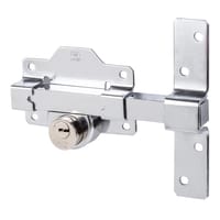 CERROJO PUERTA DE SEGURIDAD INTERIOR Y EXTERIOR CROMADO 5 LLAVES AMIG - 1
