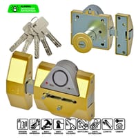 CERROJO PUERTA DE SEGURIDAD INTERIOR Y EXTERIOR LATONADO 0 LLAVES LINCE - 1