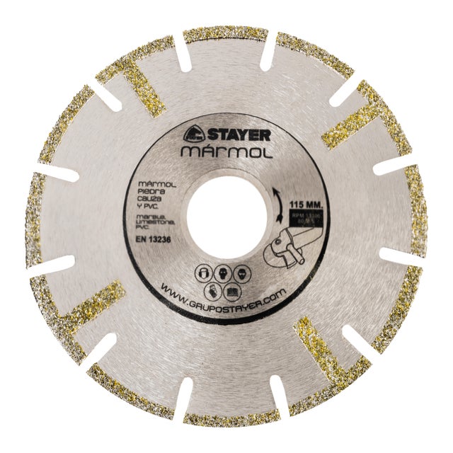 DISCO DE DIAMANTE AMOLADORA CORTE MÁRMOL ELECTRODEPOSITADO 115MM STAYER