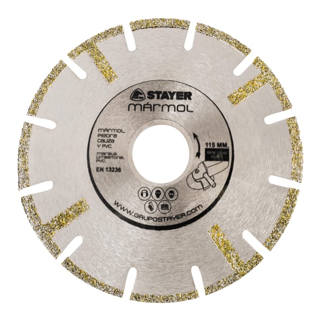DISCO DE DIAMANTE AMOLADORA CORTE MÁRMOL ELECTRODEPOSITADO 115MM STAYER - 1