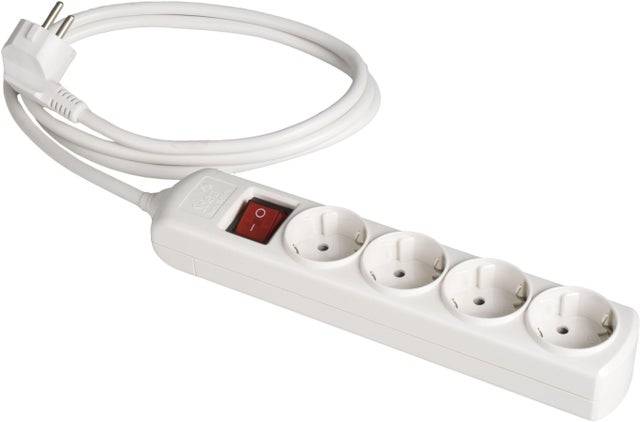 BASE MULTIPLE 4 TOMAS CON INTERRUPTOR CON CABLE 3X1.5MM2 1.5 METROS