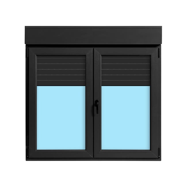 VENTANA PVC  OSCILOBATIENTE CON PERSIANA GRIS GRAFITO 140X138CM - 1