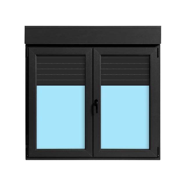 VENTANA PVC  OSCILOBATIENTE CON PERSIANA GRIS GRAFITO 140X138CM