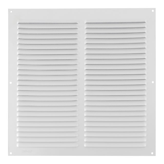 REJILLA DE VENTILACION CON MOSQUITERA SOBREPONER ALUMINIO BLANCO 30 X 30 CM. ESPESOR 0.8  MM