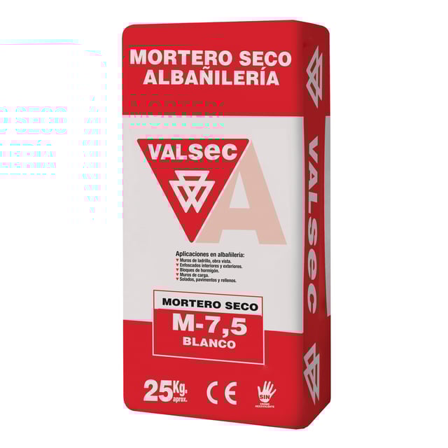 MORTERO SECO M7,5 VALSEC 25 KG BLANCO CALIZA