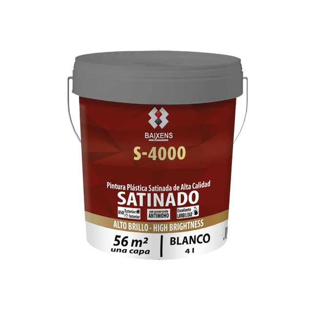 PINTURA PLASICA BLANCA SATINADA 4L S4000