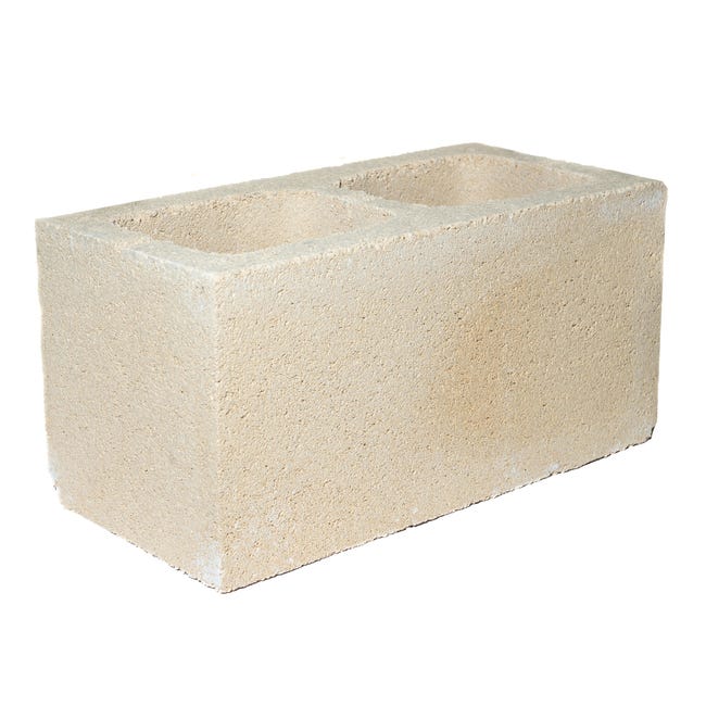 BLOQUE DE HORMIGÓN LISO 4 CARAS CREMA 39X19X19 CM - 1