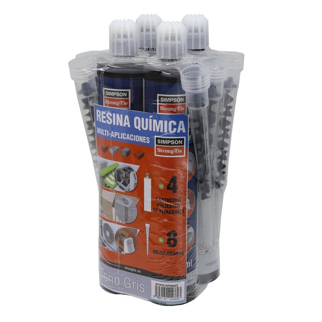 KIT 4 TACOS QUIMICOS SIN ESTIRENO POLY GP300 GRIS. SIMPSON STRONG 
