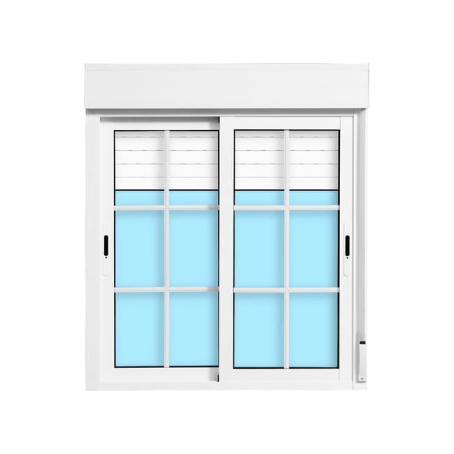 VENTANA ALUMINIO CORREDERA CON PALILLERIA Y PERSIANA BLANCA 100X115CM - 1