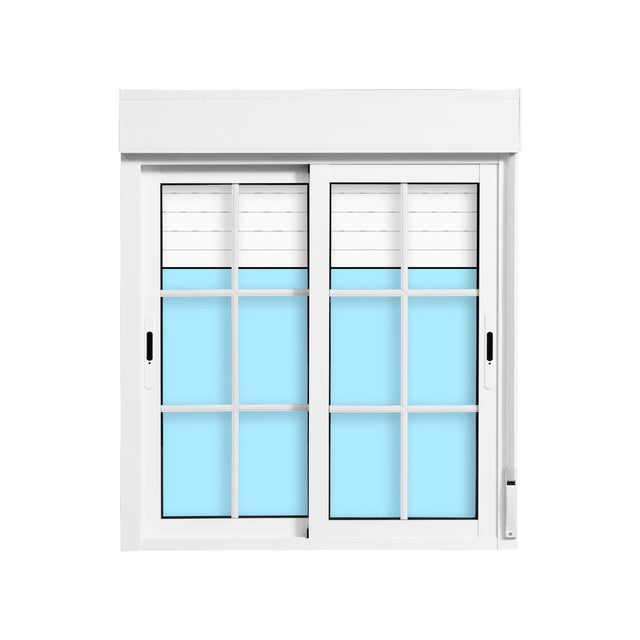 VENTANA ALUMINIO CORREDERA CON PALILLERIA Y PERSIANA BLANCA 100X115CM