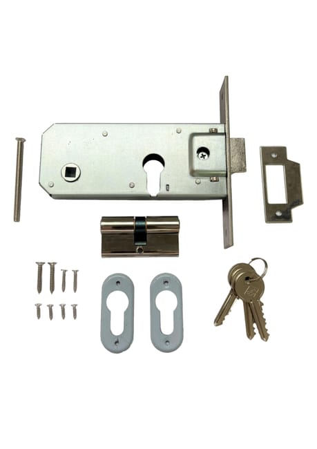 CERRADURA EMBUTIR PARA PUERTA ABATIBLE 70MM NIQUEL - 1