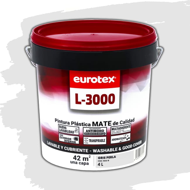 PINTURA PLASTICA GRIS PERLA MATE 4L L3000 - 1