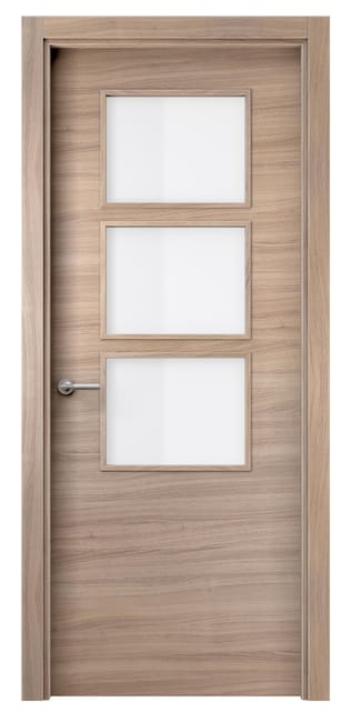 PUERTA INTERIOR EN BLOCK VINILO OLMO LISA VIDRIADA 82,5 CM IZQUIERDA - 1