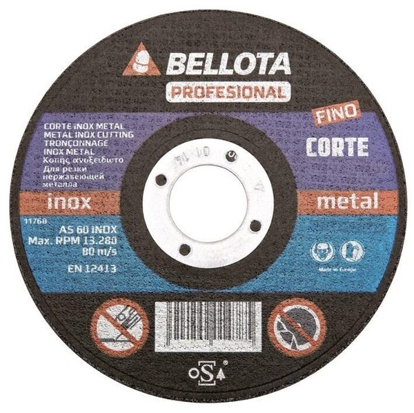 DISCO AMOLADORA CORTE FINO METAL INOX 125MM BELLOTA