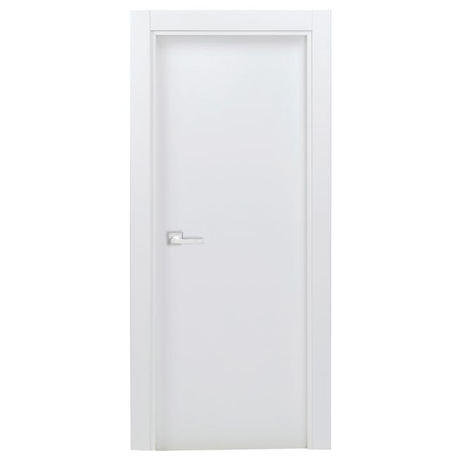 PUERTA INTERIOR EN BLOCK MELAMINA BLANCA LISA 72,5 CM DERECHA - 1