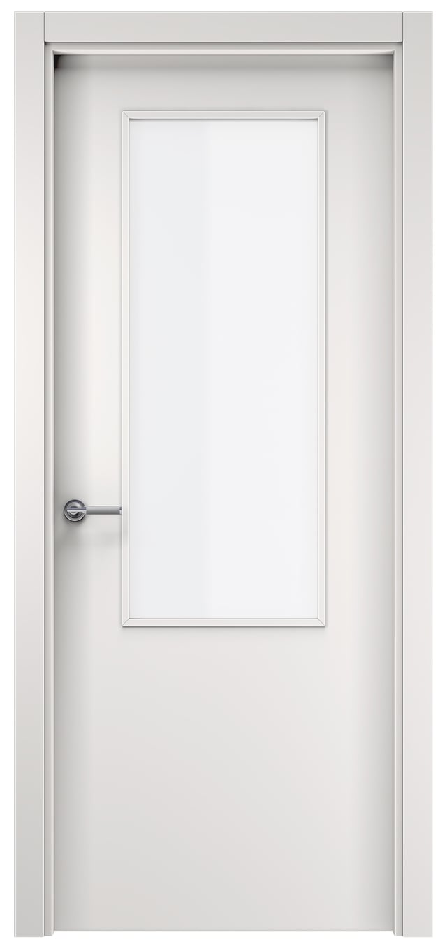 PUERTA INTERIOR EN BLOCK MELAMINA BLANCA LISA VIDRIADA 72,5 CM DERECHA