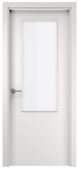 PUERTA INTERIOR EN BLOCK MELAMINA BLANCA LISA VIDRIADA 82,5 CM IZQUIERDA - 1