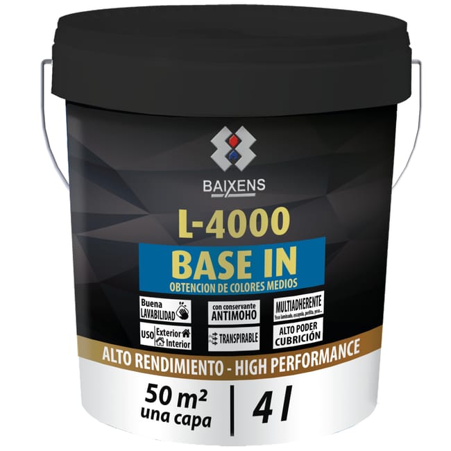 BASE PINTURA PLÁSTICA MATE L4000 4L TONOS MEDIOS - 1