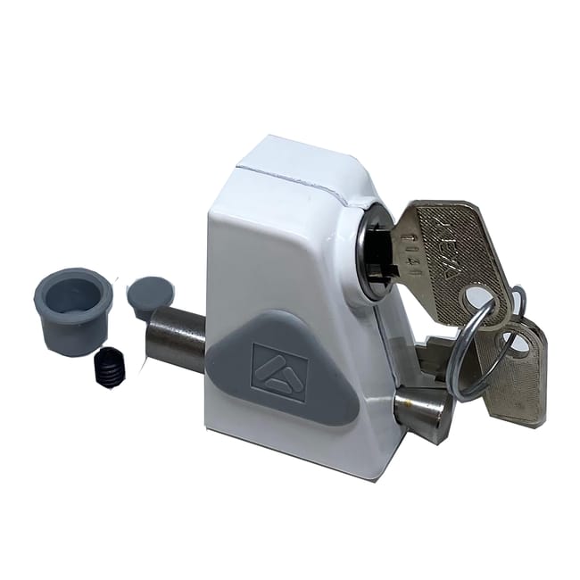 BLOQUEO CON LLAVE PARA VENTANA CORREDERA BLANCO - 1