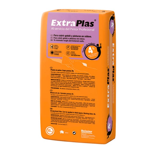 PLASTE EN POLVO CAPA GRUESA EXTRAPLAST 15KG - 1