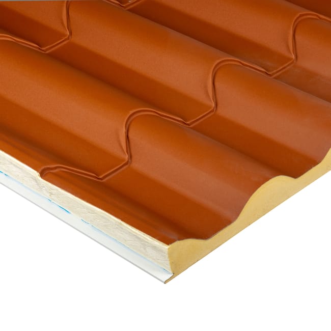 PANEL SÁNDWICH IMITACIÓN TEJA COPPO ROJO/BLANCO 4 CM 5,6X1 M - 1