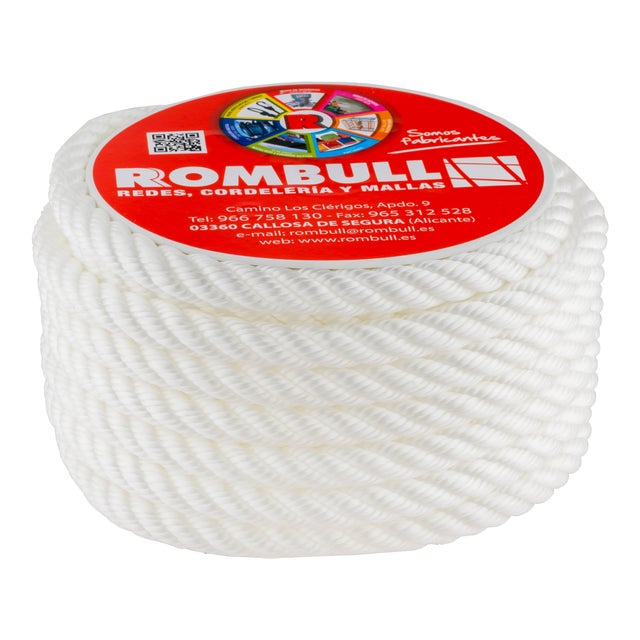 CUERDA POLIPROPILENO CABLEADA 14MM. 15M BLANCO ROMBULL